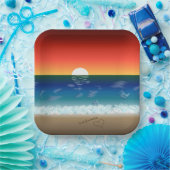 カリフォルニアサンセット |ビーチ砂ハート ペーパープレート (パーティー)