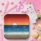 カリフォルニアサンセット |ビーチ砂ハート ペーパープレート (パーティー)