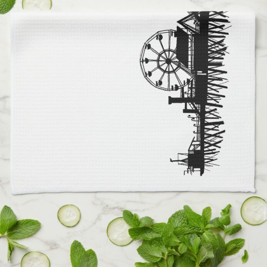 カリフォルニアサンタモニカCAアイコニックピアシルエット キッチンタオル (折り畳み)