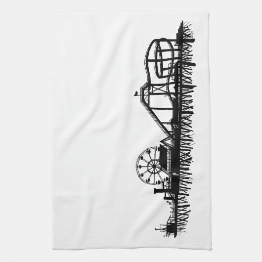 カリフォルニアサンタモニカCAアイコニックピアシルエット キッチンタオル (縦)