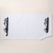 カリフォルニアサンタモニカCAアイコニックピアシルエット ビーチタオル (正面)