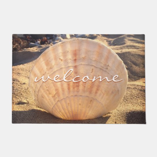 カリフォルニアサンディビーチシーシェルフォトウェルカム ドアマット (正面)