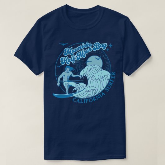 カリフォルニアサーファーマーベリックスハーフムーンベイサーフィン Tシャツ (デザイン正面)