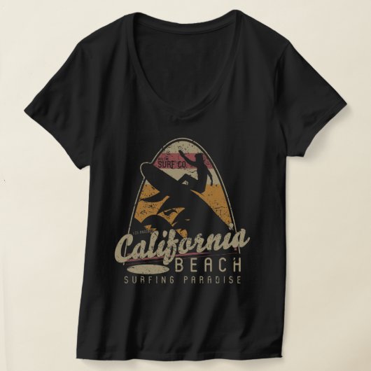カリフォルニアサーフィンアーバンライフスタイルビーチレトロディス Tシャツ (レイダウン)