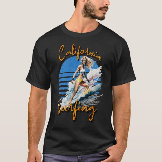 カリフォルニアサーフィンサーファーガール Tシャツ (正面)