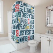 カリフォルニアサーフィンチームグランジ：シームレスなパターン。 シャワーカーテン (インサイチュ)