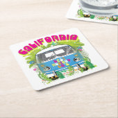 カリフォルニアサーフィンヴァン スクエアペーパーコースター (アングル)