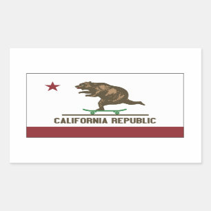 カリフォルニアスケートボードくま 長方形シール