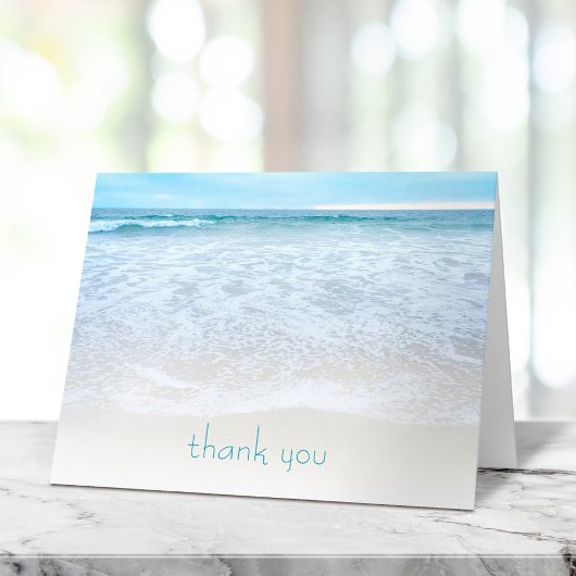 カリフォルニアスタイリッシュビーチと海波の写真 サンキューカード