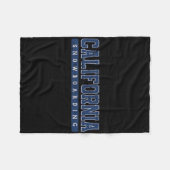 カリフォルニアスノーボーディングブルーヴィンテージ文字 フリースブランケット (正面(横))