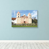 カリフォルニアスペインの州サンタバーバラミッション キャンバスプリント (インサイチュ (ウッドフロア))