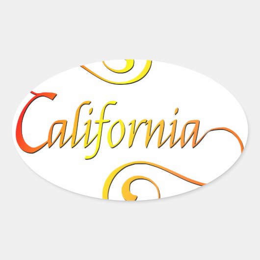 カリフォルニアタイポグラフィアート 楕円形シール (正面)
