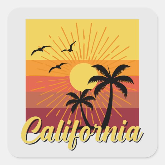カリフォルニアデザインスクエアステッカー スクエアシール (正面)
