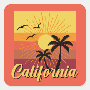 カリフォルニアデザインスクエアステッカー スクエアシール