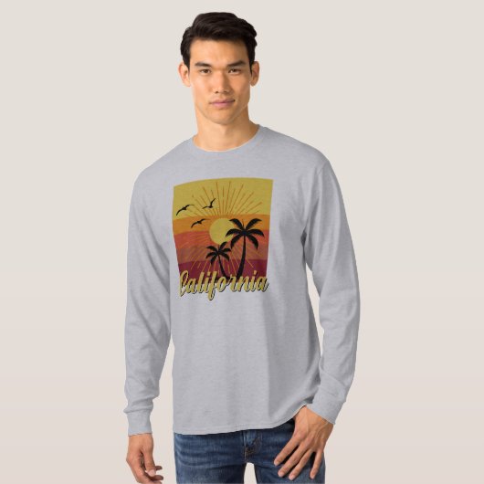 カリフォルニアデザイン – 基本長袖Tシャツ Tシャツ (正面フル)