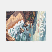 カリフォルニアトラベルアートヴィンテージ フリースブランケット (正面(横))