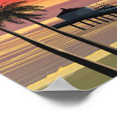 カリフォルニアトラベルポスターカリフォルニアビーチヤシ ポスター (角)