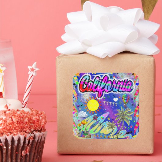カリフォルニアニューエラステッカー スクエアシール (パーティー)