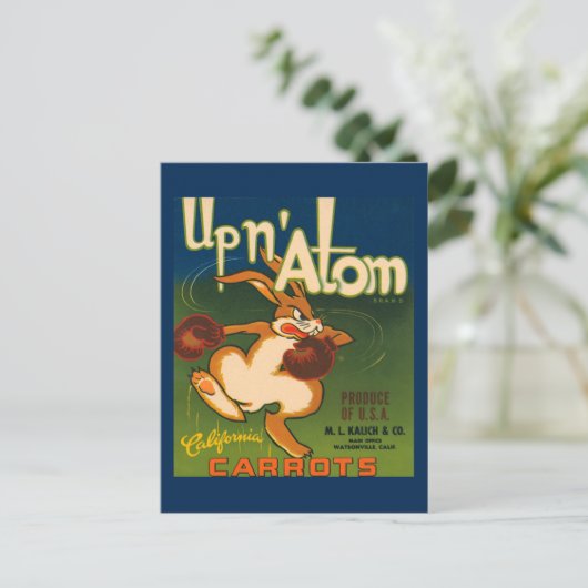 カリフォルニアニンジンのクレートのラベル ポストカード (スタンド正面)