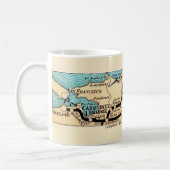 カリフォルニアノースベイヴィンテージの地図 コーヒーマグカップ (左)