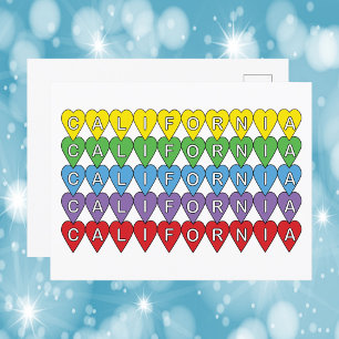 カリフォルニアハートカラフルパターン ポストカード