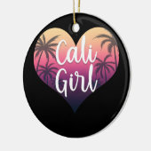 カリフォルニアハートパームツリーズサマーカリガール セラミックオーナメント (左)