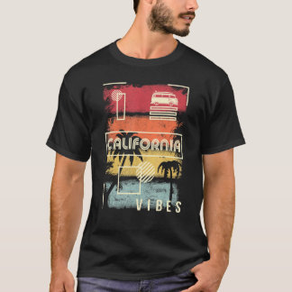 カリフォルニアバイブシャツ。レトロスタイルパームツリー,ベア Tシャツ