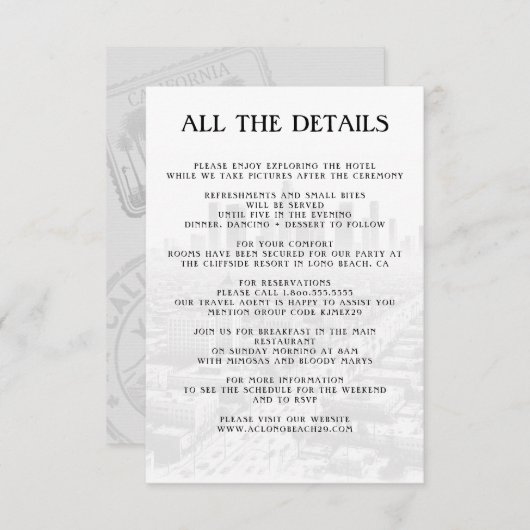 カリフォルニアパスポート詳細 エンクロージャーカード (正面/裏面)