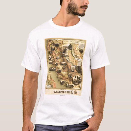 カリフォルニアパノラマ式の地図 Tシャツ (正面)
