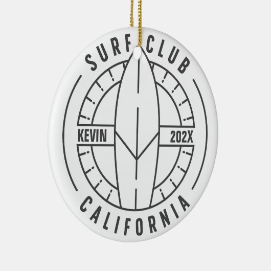 カリフォルニアパーソナライズされたサーフクラブクリスマス セラミックオーナメント (右)