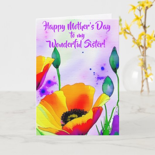 カリフォルニアパーソナライズされたポピー姉妹の母の日 カード (黄色い花)