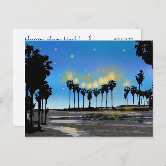 カリフォルニアビーチのハヌカーの郵便はがき シーズンポストカード (正面/裏面)