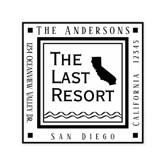 カリフォルニアビーチコテージ差出人住所スクエア セルフインキングスタンプ (デザイン)