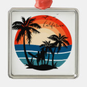 カリフォルニアビーチサーファーサンセット – オーナメント (正面)