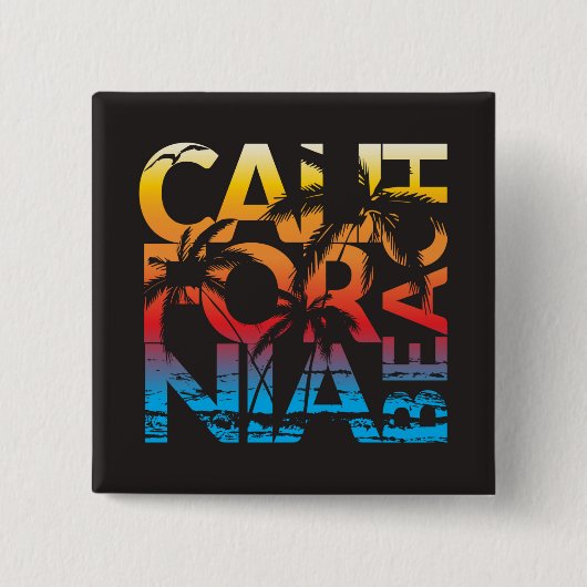 カリフォルニアビーチポスター 缶バッジ (正面)