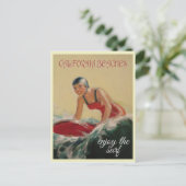 カリフォルニアビーチヴィンテージトラベルサーファー ポストカード (スタンド正面)