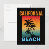 カリフォルニアビーチヴィンテージレトロサンセットカスタム ポストカード (正面/裏面)