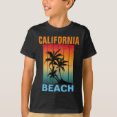 カリフォルニアビーチヴィンテージレトロサンセットカスタム Tシャツ (正面)