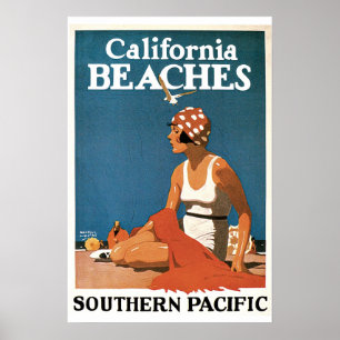 カリフォルニアビーチヴィンテージ旅行ポスター ポスター
