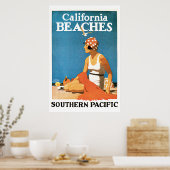 カリフォルニアビーチヴィンテージ旅行ポスター ポスター (キッチン)