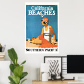 カリフォルニアビーチヴィンテージ旅行ポスター ポスター (ホームオフィス)