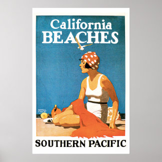 カリフォルニアビーチヴィンテージ旅行ポスター ポスター