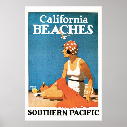 カリフォルニアビーチヴィンテージ旅行ポスター ポスター (正面)