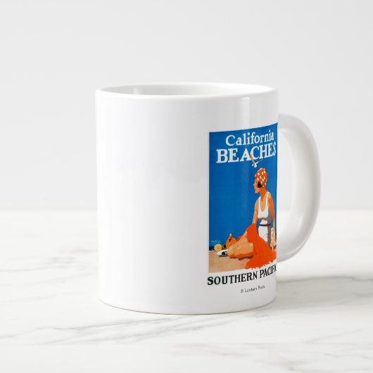 カリフォルニアビーチ宣伝ポスター ジャンボコーヒーマグカップ (正面右)