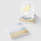 カリフォルニアビーチ海シーグルライフガードブース ストーンコースター (横)