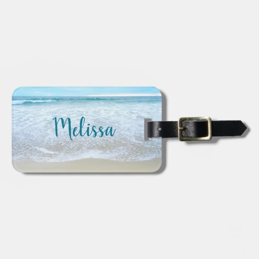 カリフォルニアビーチ海波フォトスクリプトモノグラム ラゲッジタグ (正面横)