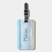 カリフォルニアビーチ海波フォトスクリプトモノグラム ラゲッジタグ (正面縦)