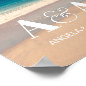 カリフォルニアビーチ結婚式モノグラム写真 ポスター (角)