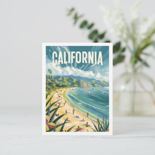 カリフォルニアビーチUSA有名ヴィンテージトラベルプレイス ポストカード (スタンド正面)