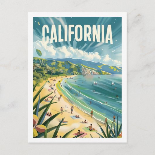 カリフォルニアビーチUSA有名ヴィンテージトラベルプレイス ポストカード (正面)